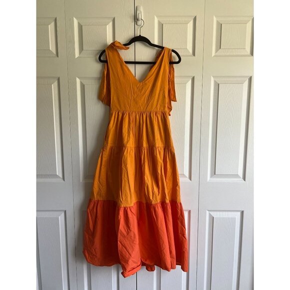 Color Me Courtney Louise Orange Stripe Tie Shoulder Maxi Dress Women's Size 0 - Picture 11 of 11